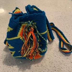 Mini hand knit crochet bag